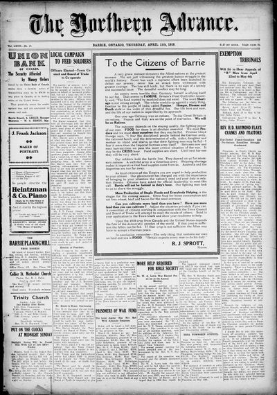 Northern Advance, 11 Apr 1918