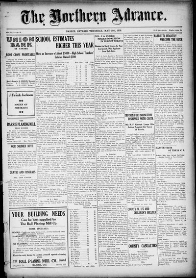 Northern Advance, 16 May 1918