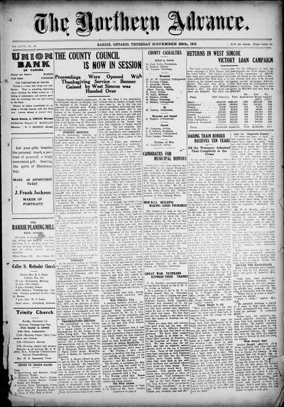 Northern Advance, 28 Nov 1918