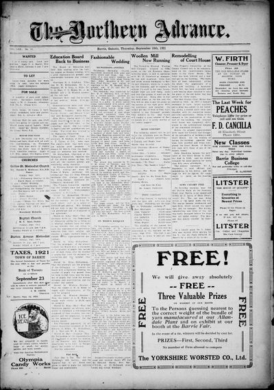 Northern Advance, 15 Sep 1921