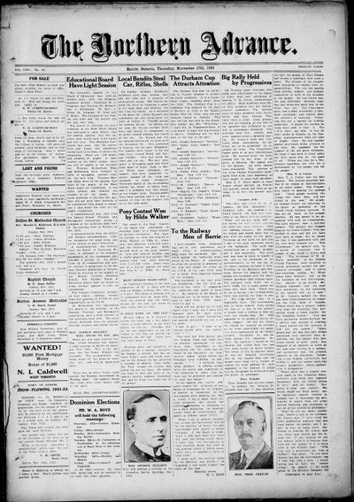 Northern Advance, 17 Nov 1921