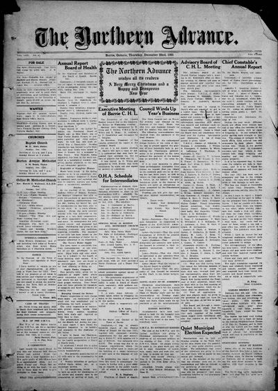 Northern Advance, 22 Dec 1921