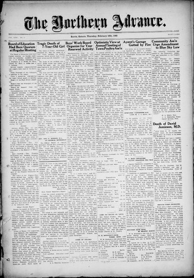 Northern Advance, 16 Feb 1922