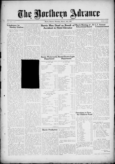 Northern Advance, 16 Mar 1922