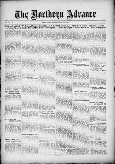 Northern Advance, 30 Mar 1922