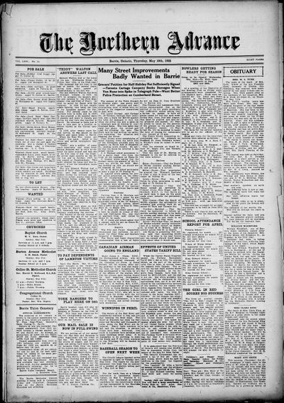 Northern Advance, 18 May 1922