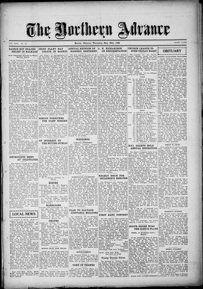 Northern Advance, 25 May 1922