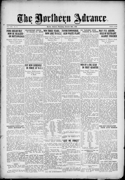 Northern Advance, 26 Oct 1922