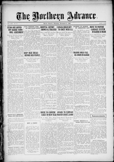 Northern Advance, 2 Nov 1922