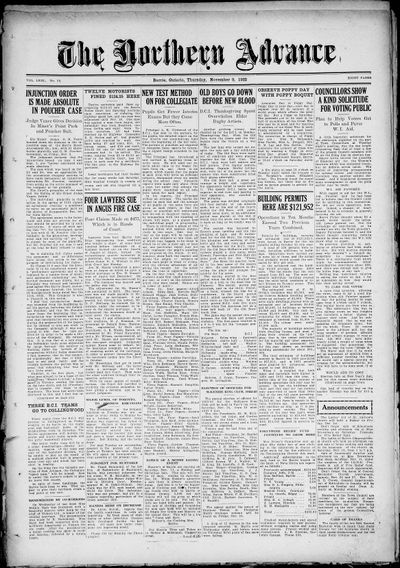 Northern Advance, 9 Nov 1922