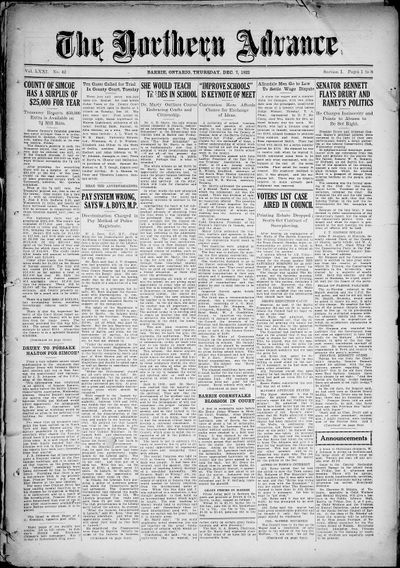 Northern Advance, 7 Dec 1922