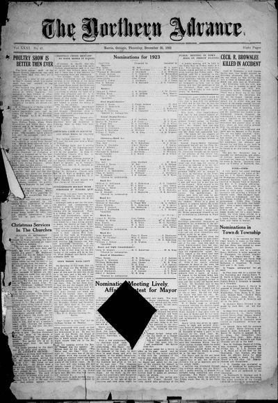 Northern Advance, 28 Dec 1922