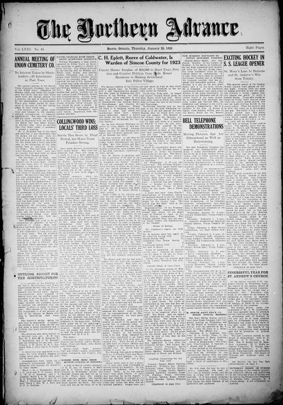 Northern Advance, 25 Jan 1923