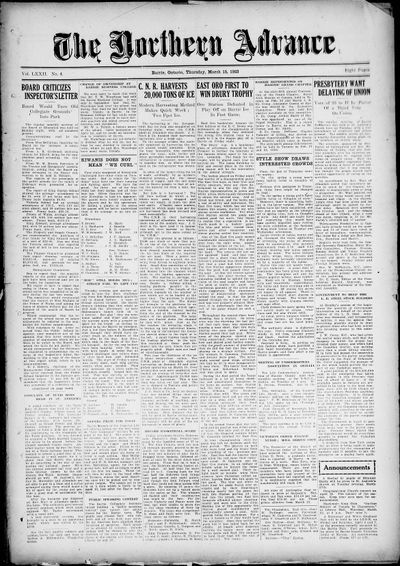 Northern Advance, 15 Mar 1923