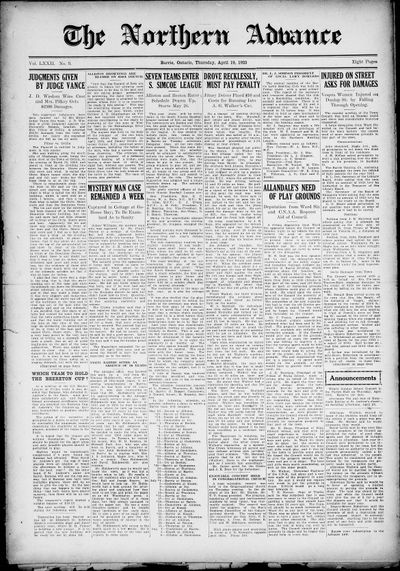 Northern Advance, 19 Apr 1923