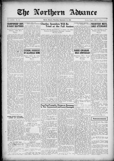 Northern Advance, 13 Sep 1923