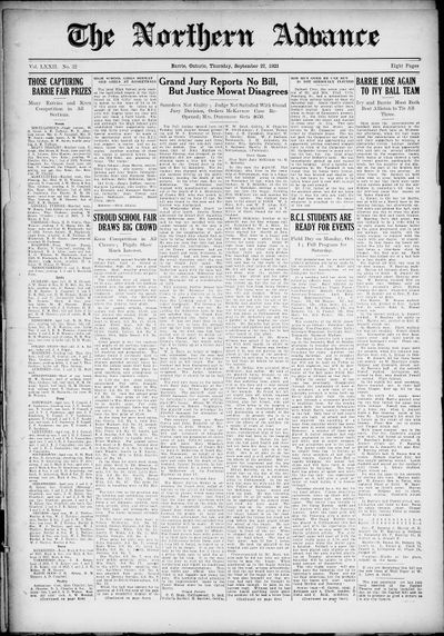 Northern Advance, 27 Sep 1923