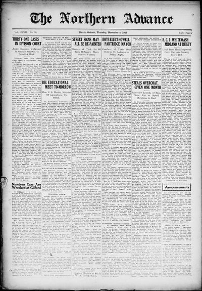 Northern Advance, 8 Nov 1923