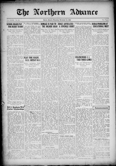 Northern Advance, 15 Nov 1923