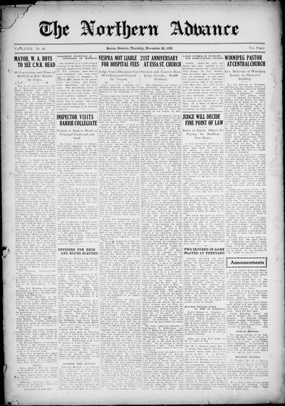 Northern Advance, 22 Nov 1923