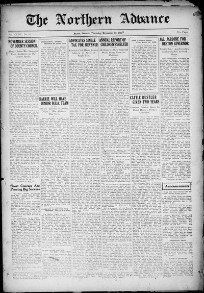 Northern Advance, 29 Nov 1923