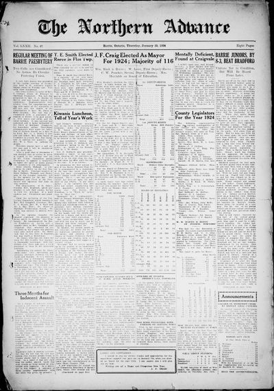 Northern Advance, 10 Jan 1924