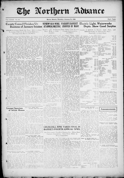 Northern Advance, 31 Jan 1924