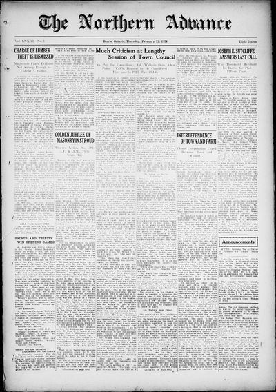 Northern Advance, 21 Feb 1924