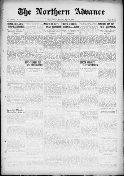 Northern Advance, 24 Apr 1924