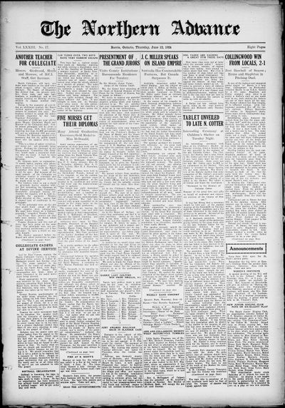 Northern Advance, 12 Jun 1924