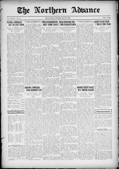 Northern Advance, 26 Jun 1924