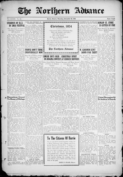 Northern Advance, 25 Dec 1924