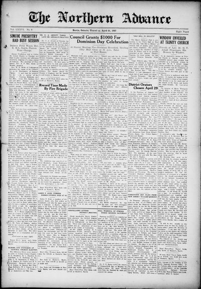 Northern Advance, 21 Apr 1927