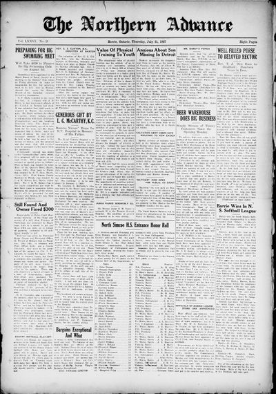 Northern Advance, 21 Jul 1927