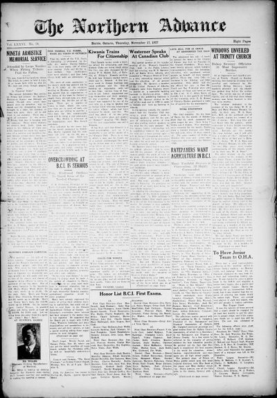 Northern Advance, 17 Nov 1927