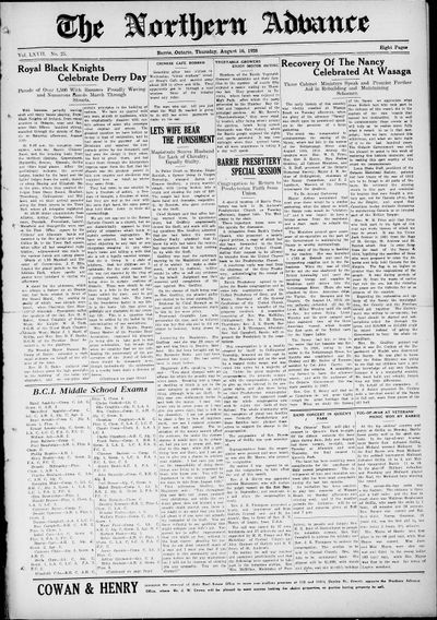 Northern Advance, 16 Aug 1928