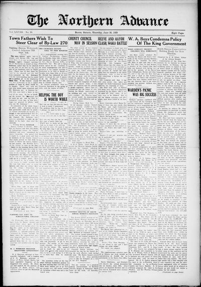 Northern Advance, 20 Jun 1929