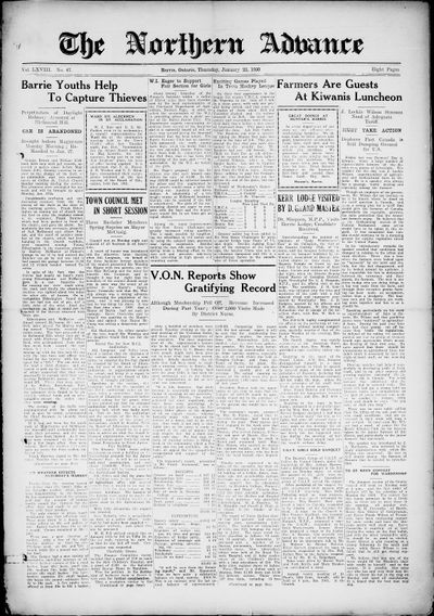 Northern Advance, 23 Jan 1930