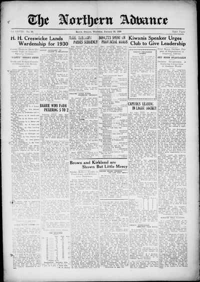 Northern Advance, 30 Jan 1930