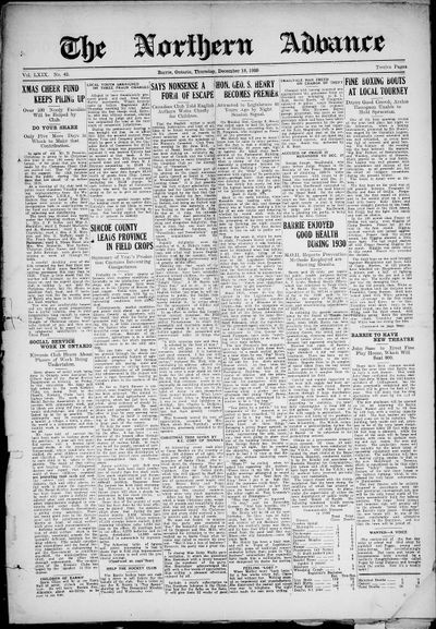 Northern Advance, 18 Dec 1930