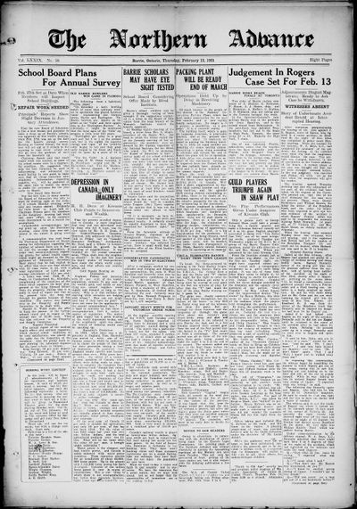 Northern Advance, 12 Feb 1931