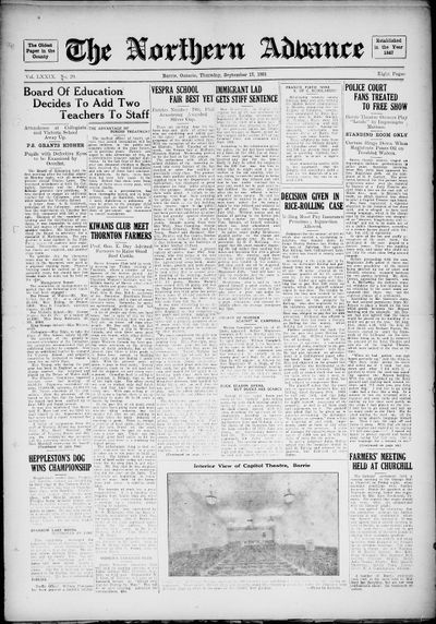 Northern Advance, 17 Sep 1931