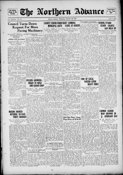 Northern Advance, 22 Oct 1931