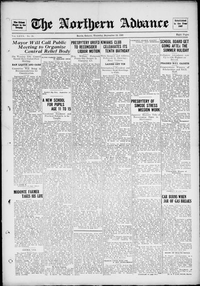 Northern Advance, 15 Sep 1932