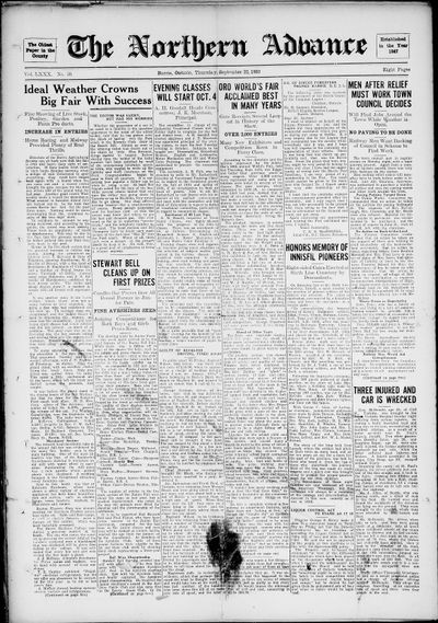 Northern Advance, 22 Sep 1932