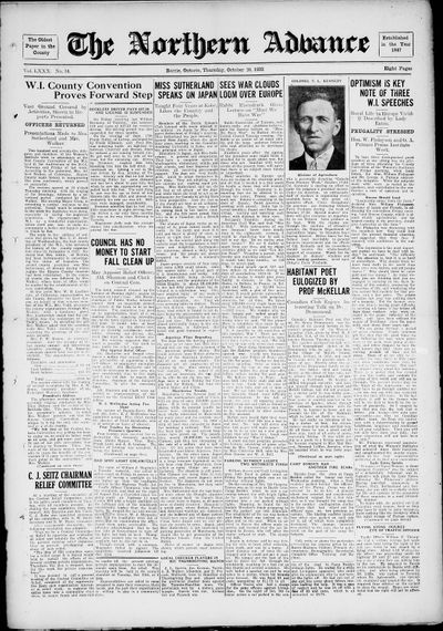 Northern Advance, 20 Oct 1932