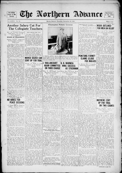 Northern Advance, 15 Dec 1932