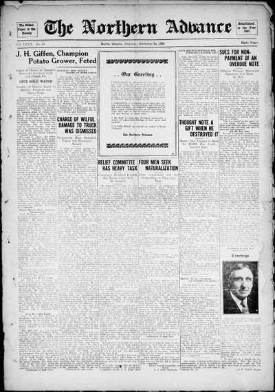 Northern Advance, 22 Dec 1932