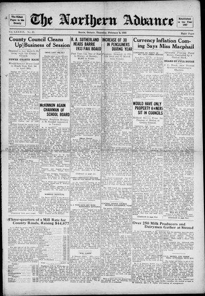 Northern Advance, 2 Feb 1933