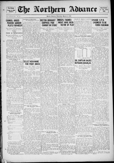 Northern Advance, 9 Mar 1933